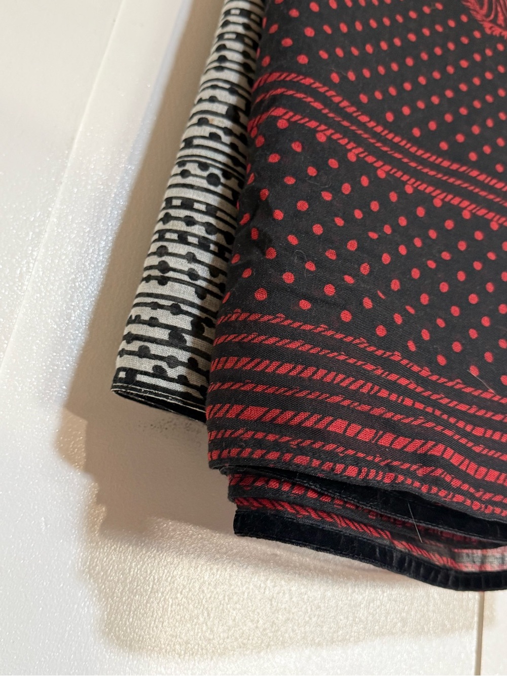 BP Boho Mixed Print Lightweight Scarf Wrap Shawl Black Red Ivory - Picture 10 of 15